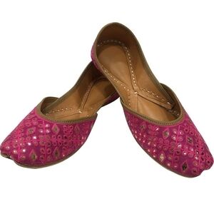 Pink Indian Punjabi Jutti for Women Mojari Designer Beaded Indian Shoes